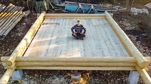 Building Log Cabin Floor Construction - One Man in an Off Grid Bush. | Rustic Cabin Style