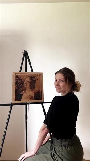 Self portrait study on wood #pyrography #woodburning #woodart #artwork