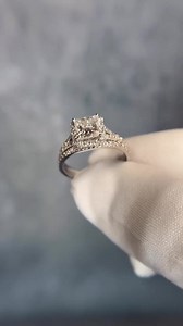 5.3K views · 62 reactions |  1.4 Carat Princess Lab Diamond (D Color, VVS1 Clarity)  18k white gold Grace Halo Engagement Ring  $4,496 (Shown with Grace Pave Wedding Band) #RingsWeSold #RareCarat #engagementrings #diamond #diamondring #diamondrings #diamondengagementring | Rare Carat | Facebook