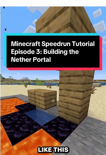 Minecraft Java Speedrunning Tutorial Episode 3: Building Nether Portals with water #minecraft #tutorial #speedrunning #fyp #minecraftapeedrunning