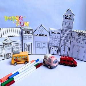 Printable Paper City Craft: Color Your Own Town (PDF Download A4 Size) - Etsy