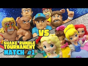 WWE vs Disney Princess Toys Shake Rumble Tournament Match #1 by KIDCITY