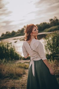 Reversible Linen Wrap Top, Tie Waist Cropped Blouse, Linen Clothing - Etsy