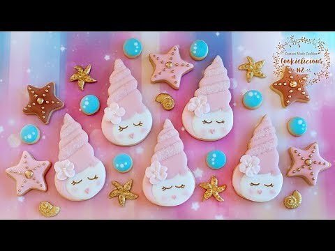 How to make Pretty Pink SeaShell Princess Cookies - PLUS a tutorial on piped royal icing flower