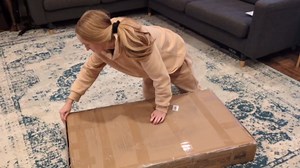 Garvee Full Size Upholstered Bed Frame with LED Lights & Storage Drawers, Fabric Headboard & Wood Slats, No Box Spring Needed, Princess Bed for Girls (Blue White)