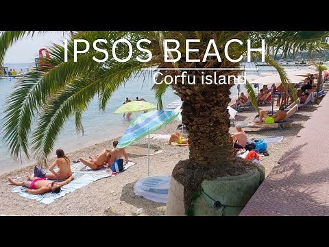 Beautiful Ipsos Beach At Corfu Island Walking Beach Shore Moments 4K | Greece
