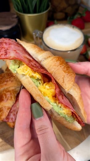 Croissant with Avocado, Bacon & Creamy Scramble | Perfect Breakfast for Two