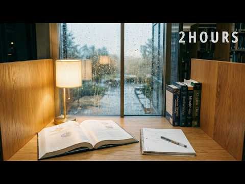 Studying Alone in a Quiet Rainy Library 🌧️ Deep Focus Ambience (No Music)