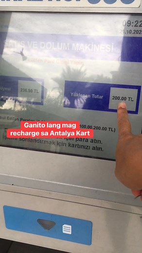 Video tutorial sa pag recharge ng Antalya Kart. Yong binili nyong Antalya kart na 50tl, wala pa po yong laman na pera kaya lalagyan mo nya ng pera para magamit mo sa bus at train. #nanny #nannyinturkey #turkey #antalya | Turkey is your next Destination