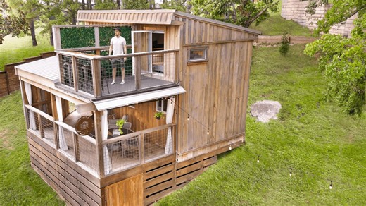 Handcrafted Tiny House with Rooftop Hideaway