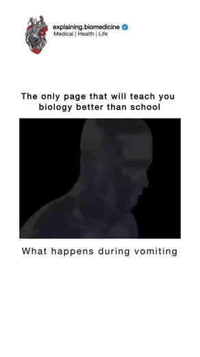 Medical | Health | Life on Instagram: "When you vomit your abdominal muscles have strong contractions. It's different from reflux or regurgitation which happen without any abdominal contractions. Vomiting can sometimes be forceful. Projectile vomiting can send your stomach contents more than a metre away. 🎥: @unknown Dm for credit or removal All rights reserved to the original creator. #explore #viral #viralreels #science #reels #knowledge #foryou #viralpost #trending #learn #trend #bio #biolog