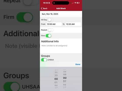 Entering Schedule Blocks in Old/Classic AribterSports Mobile App