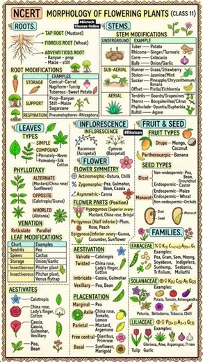All example of morphology in plant chapter in one page #bioman #neet2026biology #biology #biotech