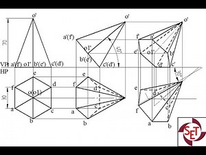 Projection of a hexagonal pyramid using Solid Edge