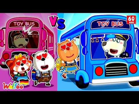 Wolfoo Geschichte 🐺 Pink vs. blauer Bus! 🚌 Wer ist der bessere Busfahrer? | Teilen heißt Fürsorge