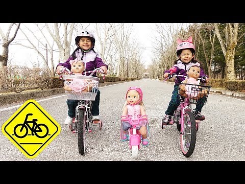 ごっこ遊び☆謎の自転車娘に追い越された！みんなでサイクリング遊び☆Little Mommy Bicycle doll himawari-CH