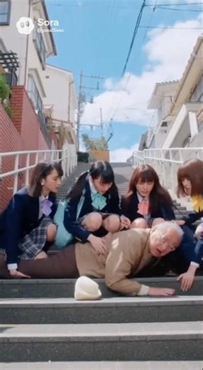 急な階段で転倒…通りかかった高校生4人が連携して助けた瞬間