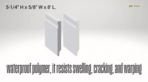 MTRIM 5-1/4 in. x 5/8 in. x 96 in. Baseboard White Prepainted Waterproof PVC Moulding (1-Piece - 8 Total Linear ft.) HDBB-WPBX5-8'