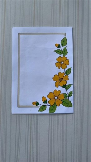 Yellow Floral Side Border Design/6 easy border design/Border design/Project/Priyanka Gunwal #shorts