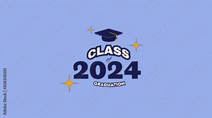 Class of 2024, graduation, video, animation. Stock Video