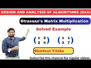 Strassan's Matrix Multiplication| Greedy Method| DAA | algorithm| shortcut tricks