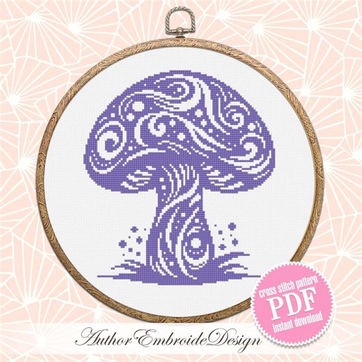 Magic Mushroom Cross Stitch Pattern PDF Download Simple Nature Cross Stitch Chart for Beginner, Silhouette Mushroom Pattern Digital PDF #L69 - Etsy UK