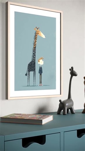 Giraffe Nursery Print • Scandinavian Boy and Giraffe Art (digital Download) - Etsy