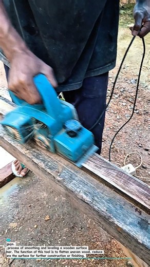 Wood Surface Planing Using an Electric Planer.