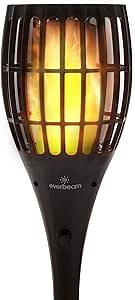 Everbeam P1 Solar Torch Light with Flickering Flame - Our Waterproof Outdoor Solar Tiki Torches Come Equipped with 96 LED Bulbs That Create A Stunning Realistic Fire Effect - 1 Pack