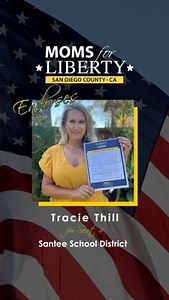 Moms for Liberty San Diego County is proud to endorse Tracie Thil for Santee School District Seat 4!! 🎉 🇺🇸 🎉 “I pledge to honor the fundamental rights of parents including, but not limited to the right to direct the education, medical care, and moral upbringing of their children. I pledge to advance policies that strengthen parental involvement and decision-making, increase transparency, defend against government overreach, and secure parental rights at all levels of government.“ #santee #sa