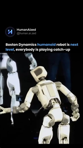 HumanAIzed | AI & Tech on Instagram: "Boston Dynamics humanoid robot is next-level, everybody is playing catch-up 🤖⚡ Boston Dynamics unveiled Atlas in Las Vegas, a fully electric humanoid robot with no hydraulic systems 💀 It runs on a four-hour battery that the robot can swap on its own, allowing continuous operation 🎯 Atlas is highly agile and built for both industrial and household tasks ✨ It's hard not to see how this kind of robot could also be adapted for military or police use 💰 What a