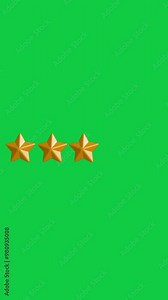 3D Gold 5 stars rating video animation green screen. Five star feedback motion graphics. Stock Video