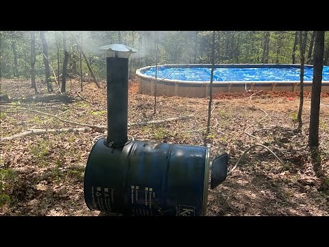 Heating our pool with a wood fired pool heater. Experimenting with different setups to heat our pool