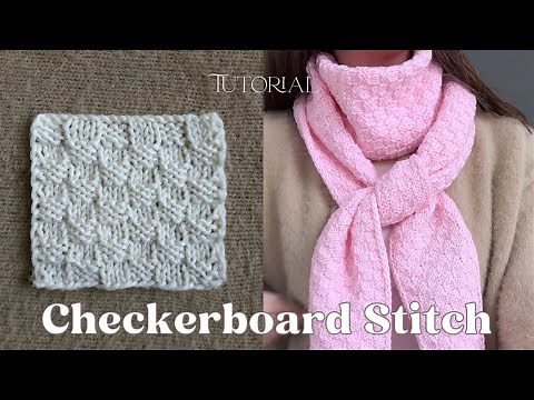 Knitting Pattern : Checkerboard stitch tutorial 🤍How to knit checkerboard stitch✨Knitting 3x3 rib