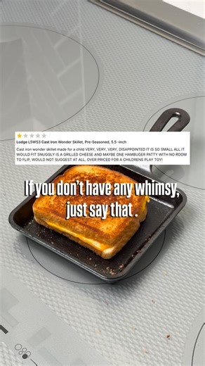 Lodge Cast Iron on Instagram: "Our cast iron wonder skillet may not be for everyone, but if you enjoy tasty food and don’t hate fun, we know you’re going to love it 😉 If you’re looking for the perfect grilled cheese pan, don’t sleep on this lil guy! What would you make in our mini square skillet?? #castironskillet #grilledcheese"