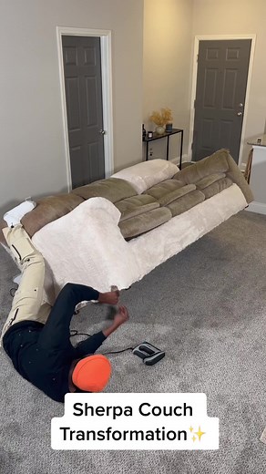 Sherpa Couch Transformation✨ I used the king sized blankets this go around which made it a lot easier to the cover the long couch! @arrowfastener #sherpacouch #bouclesofa #diycouch #upholstery #staplegun #staples #arrowfastener #homedecor #homedesign #homedecoration #diyprojects #project #handyman #fromthegroundup #greensboronc #burlingtonnc #winstonsalemnc #highpointnc #durhamnc #raleighnc #charlottenc