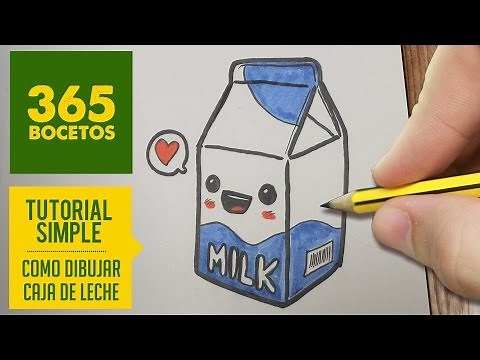 COMO DIBUJAR UNA CAJA DE LECHE KAWAII PASO A PASO - Dibujos kawaii faciles - draw a bottle of milk