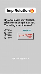 Profit and Loss NTPC Math PYQ🔥✅️ #math #trick #viralreels | Exam Approach