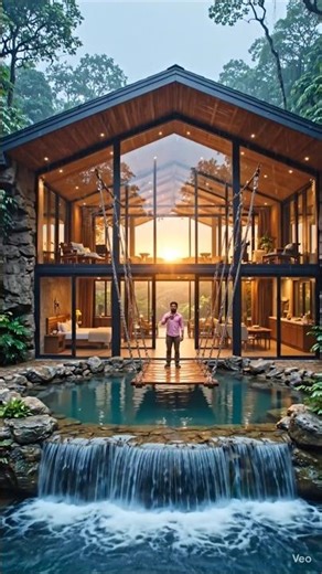 A Man Builds a Luxury Cave House Behind a Giant Waterfall 🌊🏡 | Cinematic Survival Time-Lapse