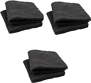 CFS – Pack of 6, Cut-to-Fit Activated Carbon Filter Media Pad for Clean & Clear Fish Tank and Ponds – Fresh & Filtered Water for Aquariums – Charcoal Filter Pads – Black – 18" x 10"