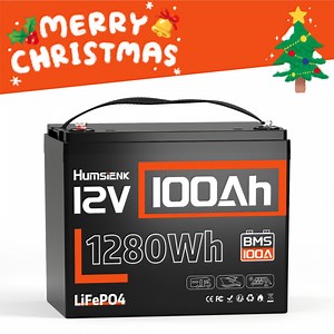 HumsiENK 12V 100Ah LiFePO4 Battery Group 24 Lithium Battery 100A BMS with Low Temp Cutoff, 15000 Deep Cycles for RV Solar Marine Trolling Moto Off-Grid, Lithium Iron Phosphate Batteries