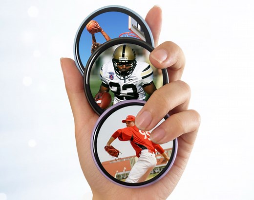 Omibo Smart Video Pin replaces print with round touchscreen