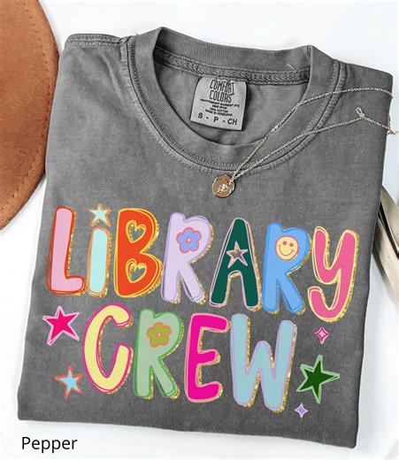 Comfort Colors Library Crew Shirt, Librarian Team Shirts, Back to School Librarian Gift - Etsy