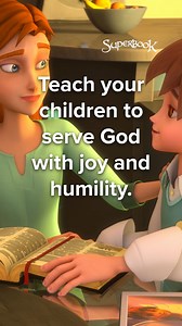 We can teach children to serve God wholeheartedly by... ❤️ sharing Bible stories and verses about obeying God 💙 being a good example to them 💜 bringing them to church activities . . . . . SUPERBOOK Bringing Bible Stories and Jesus' love to kids everywhere Series App Academy Outreach | Superbook