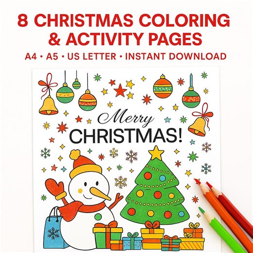 Coloriages d'activités de Noël à imprimer pour les enfants - Feuilles de travail pour les fêtes et les motifs - Etsy France