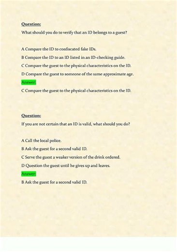 ServSafe Alcohol Exam Prep Latest Update Questions and Verified Answers Grade A 100 Correct new vide