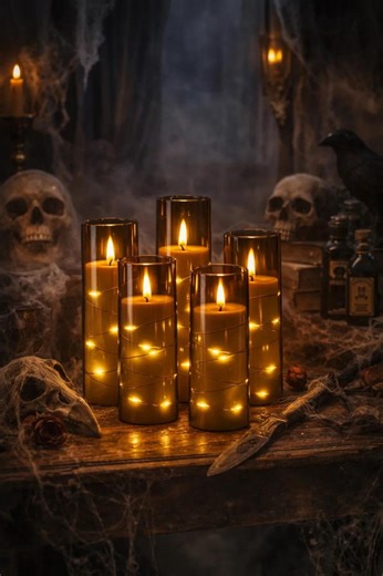 Flameless LED Candles With Fairy String Lights, Set of 5 Glass Cylinder Candles With Remote and Timer, Battery Operated Decorative Candles - Etsy