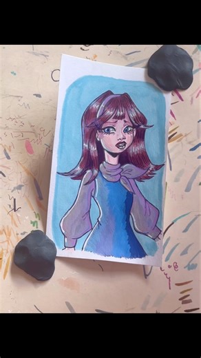 Color this vaguely 60s inspired girl with me #acrylicmarkers #coloring #drawingprocess