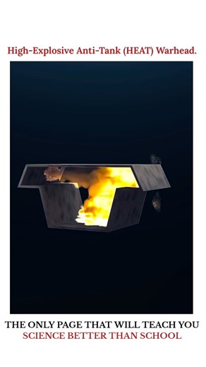 UNIVERSE | SCIENCE | TECHNOLOGY on Instagram: "The image provided illustrates the working principle of a High-Explosive Anti-Tank (HEAT) warhead, also known as a shaped charge. This type of munition is designed to penetrate heavy armor using the Munroe effect. How a HEAT Warhead Works The effectiveness of a HEAT warhead is purely kinetic in nature, not thermal, despite the acronym. The process involves several key components: Detonator: When the projectile hits a target (as shown in the image), 