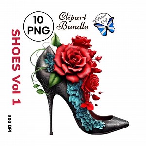 Floral Stiletto Shoe Clipart: Printable Fashion Images (digital Download) - Etsy
